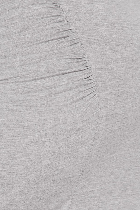 2 Pc. Sleeveless Crop Top W/ Knot In The Front & Maxi Skirt - Heather Grey - SohoGirl.com